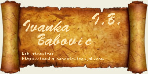 Ivanka Babović vizit kartica